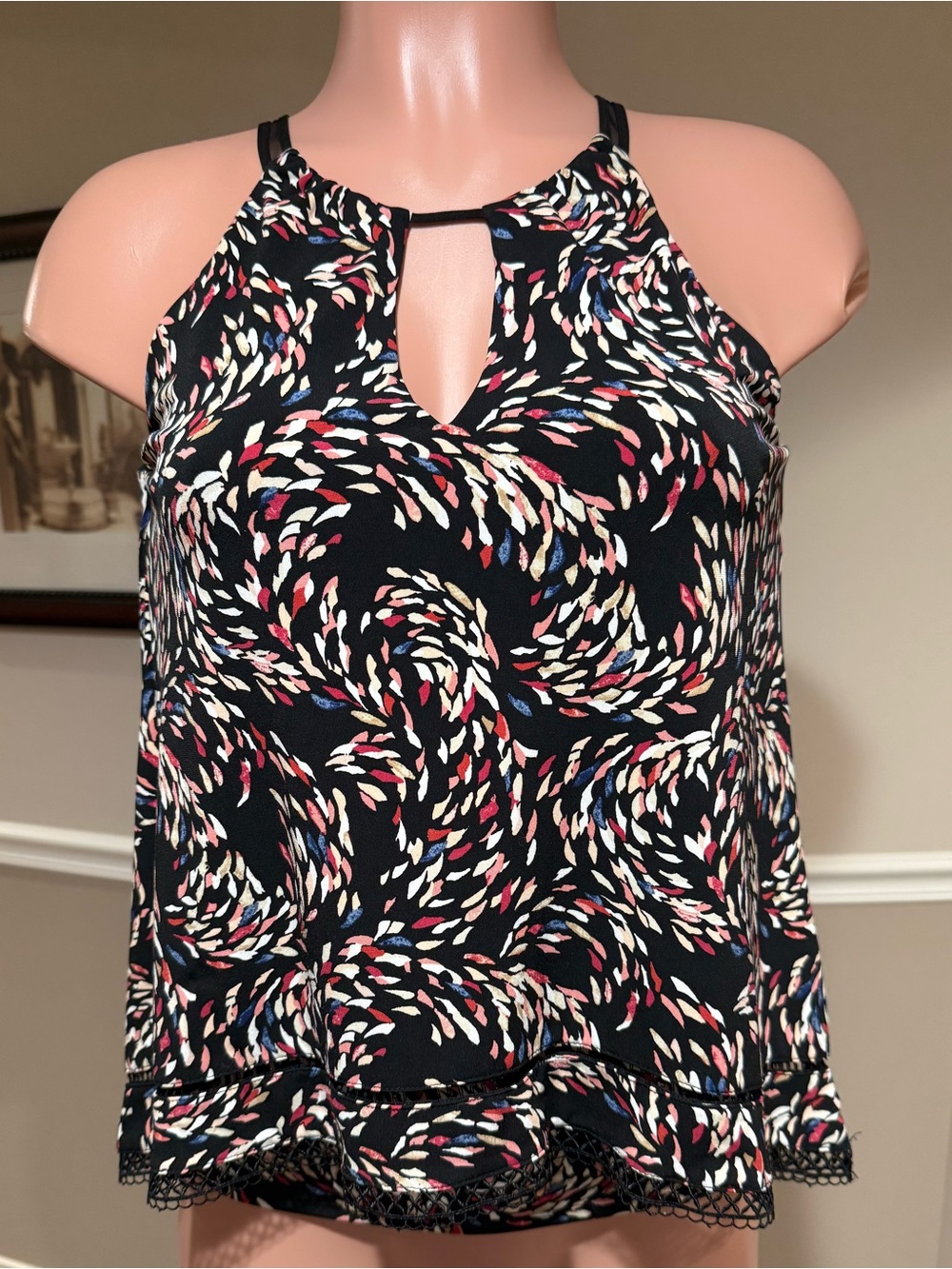 White House Black Market Black Multicolor Halter Tank Top